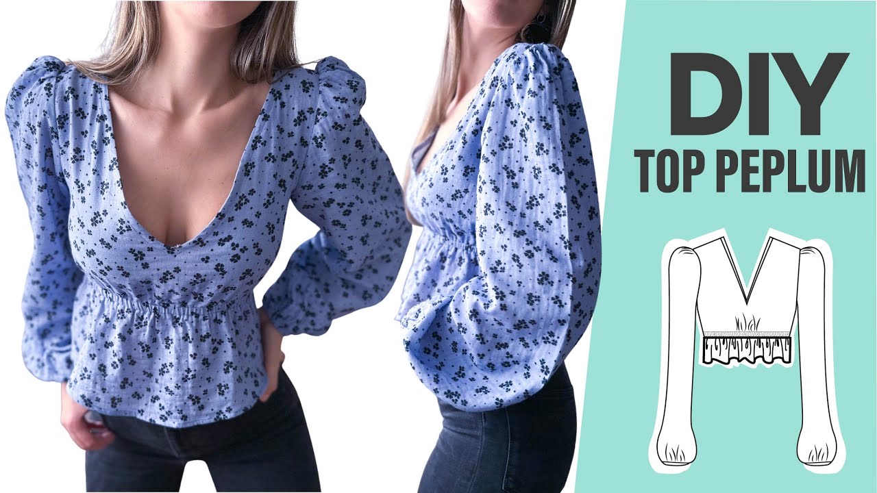 Cómo hacer un Top Peplum con elástico paso a paso 🧵 | Patrón de Costura + Tutorial