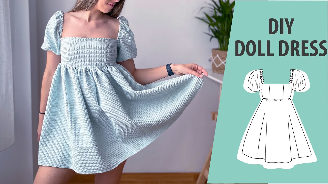 DIY BABYDOLL VESTIDO Tutorial de costura + Patrón de costura| Proyecto de costura APTO PRINCIPIANTES