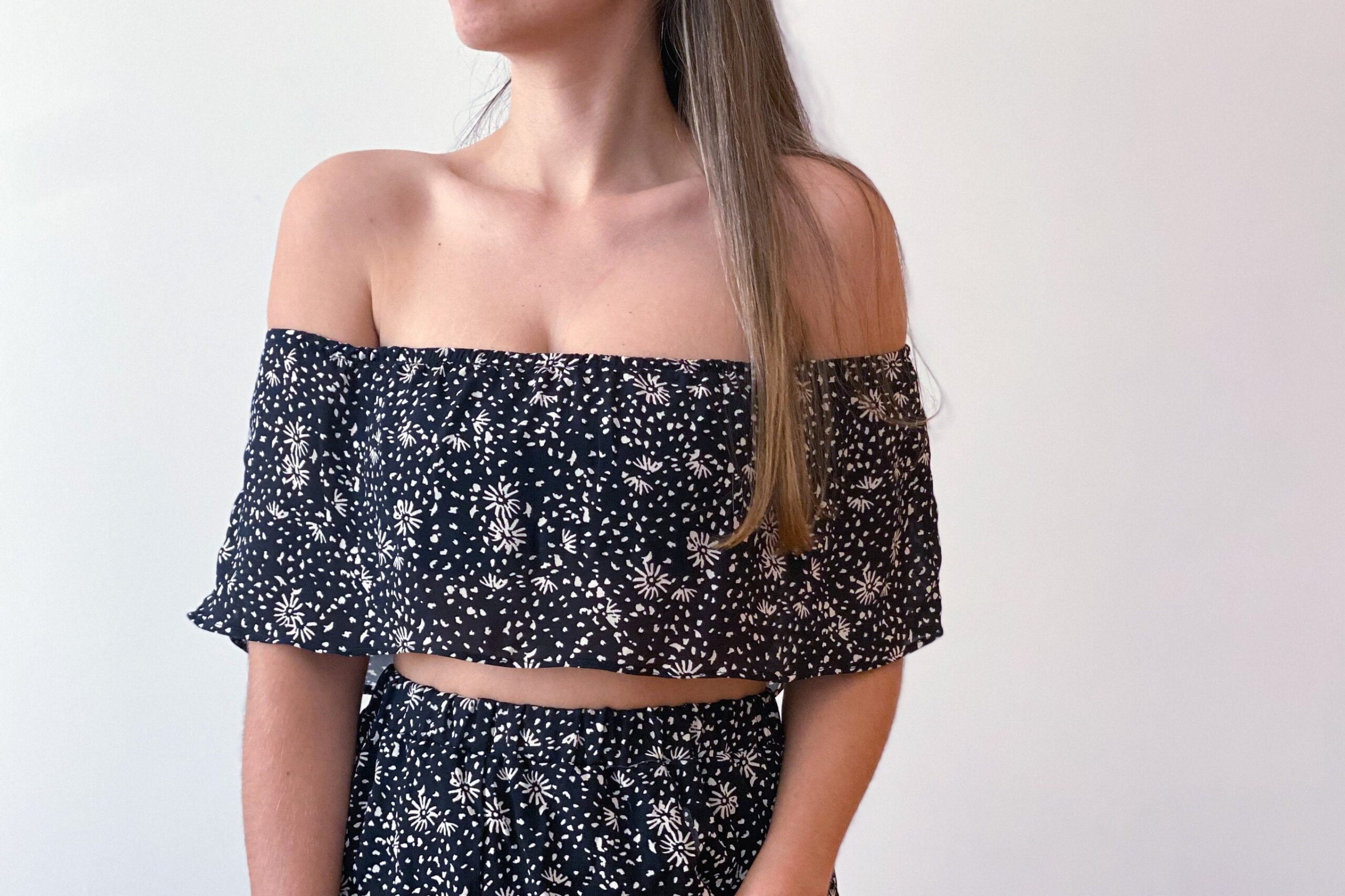 Off Shoulder Ruffle Crop Top Sewing Pattern – Lexa