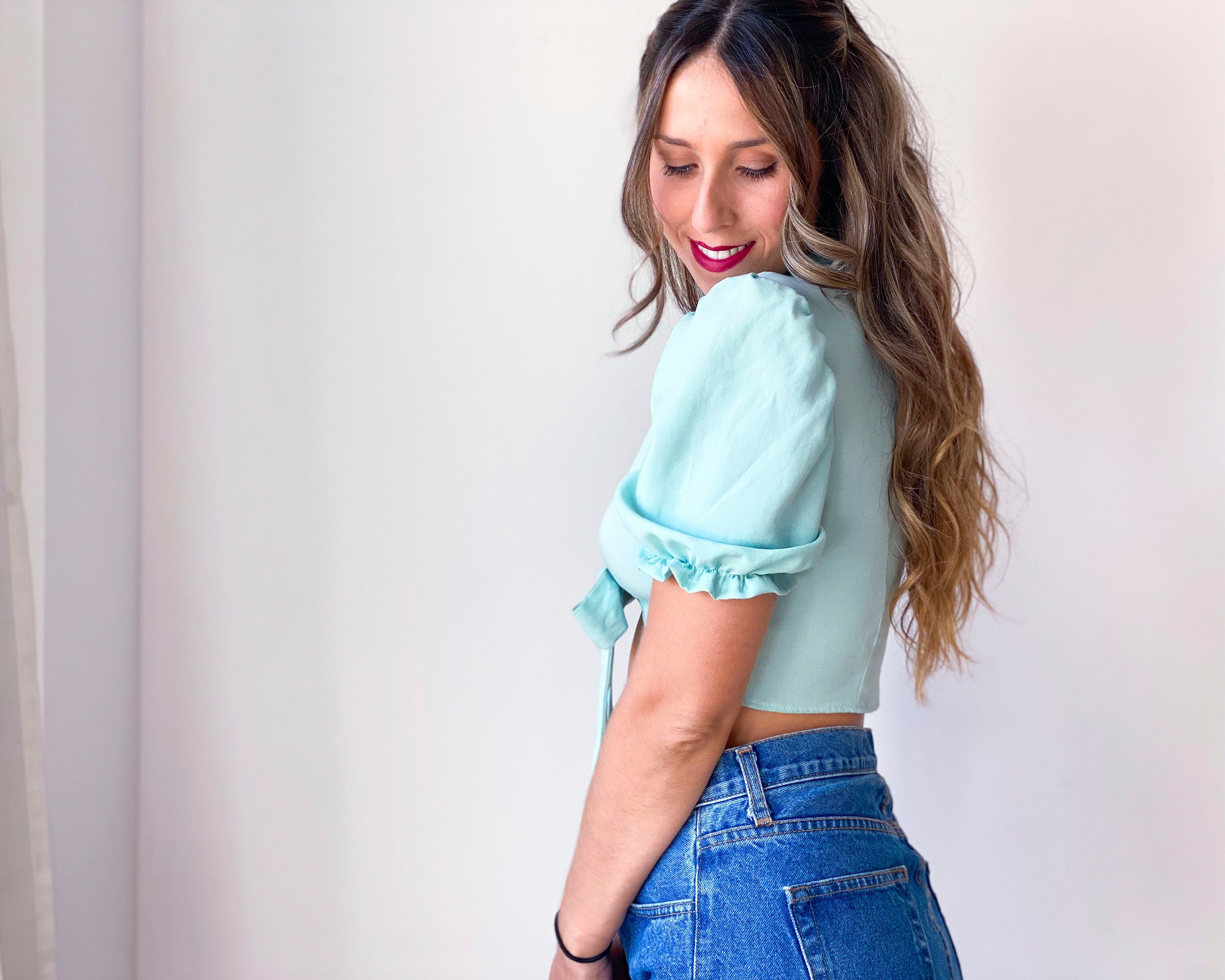 Tie Front Crop Top Sewing Pattern with Puff Sleeves – Anne