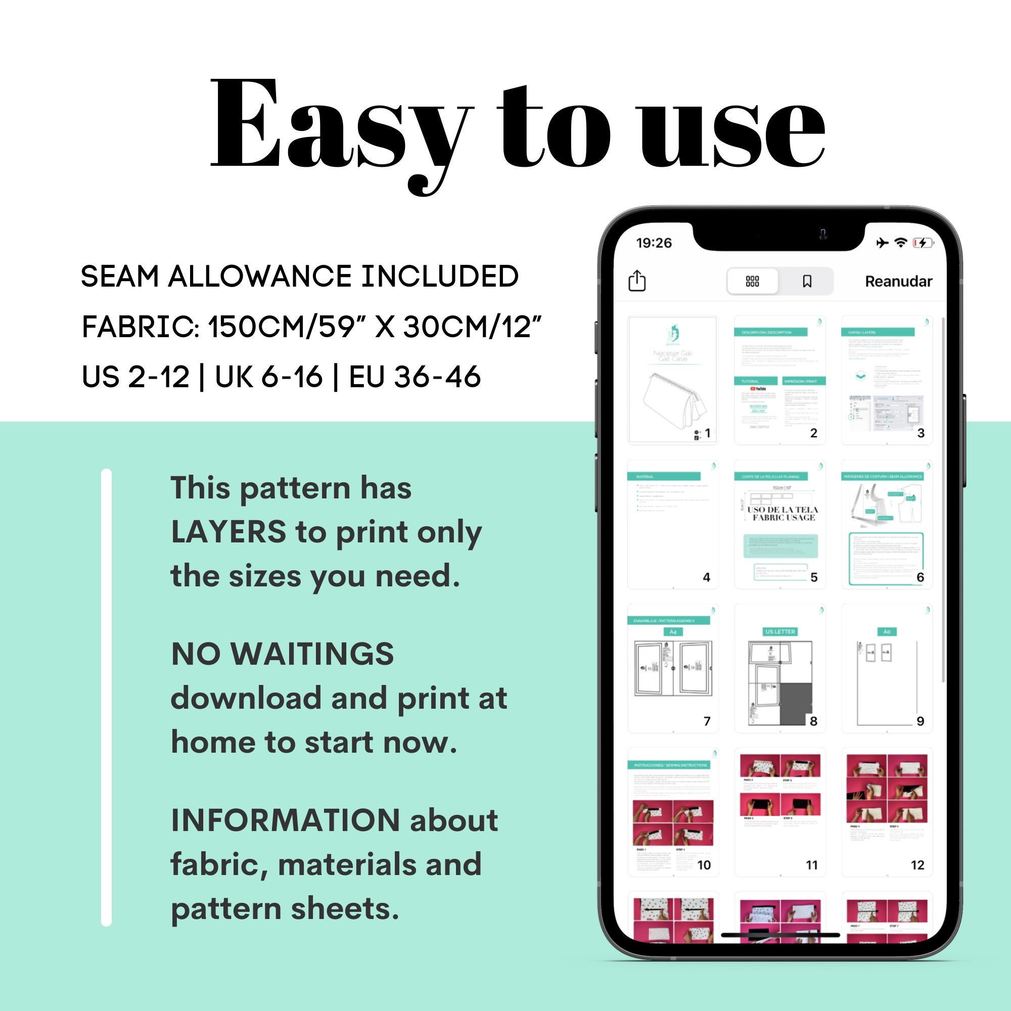 Triple Zipper Pouch Sewing Pattern