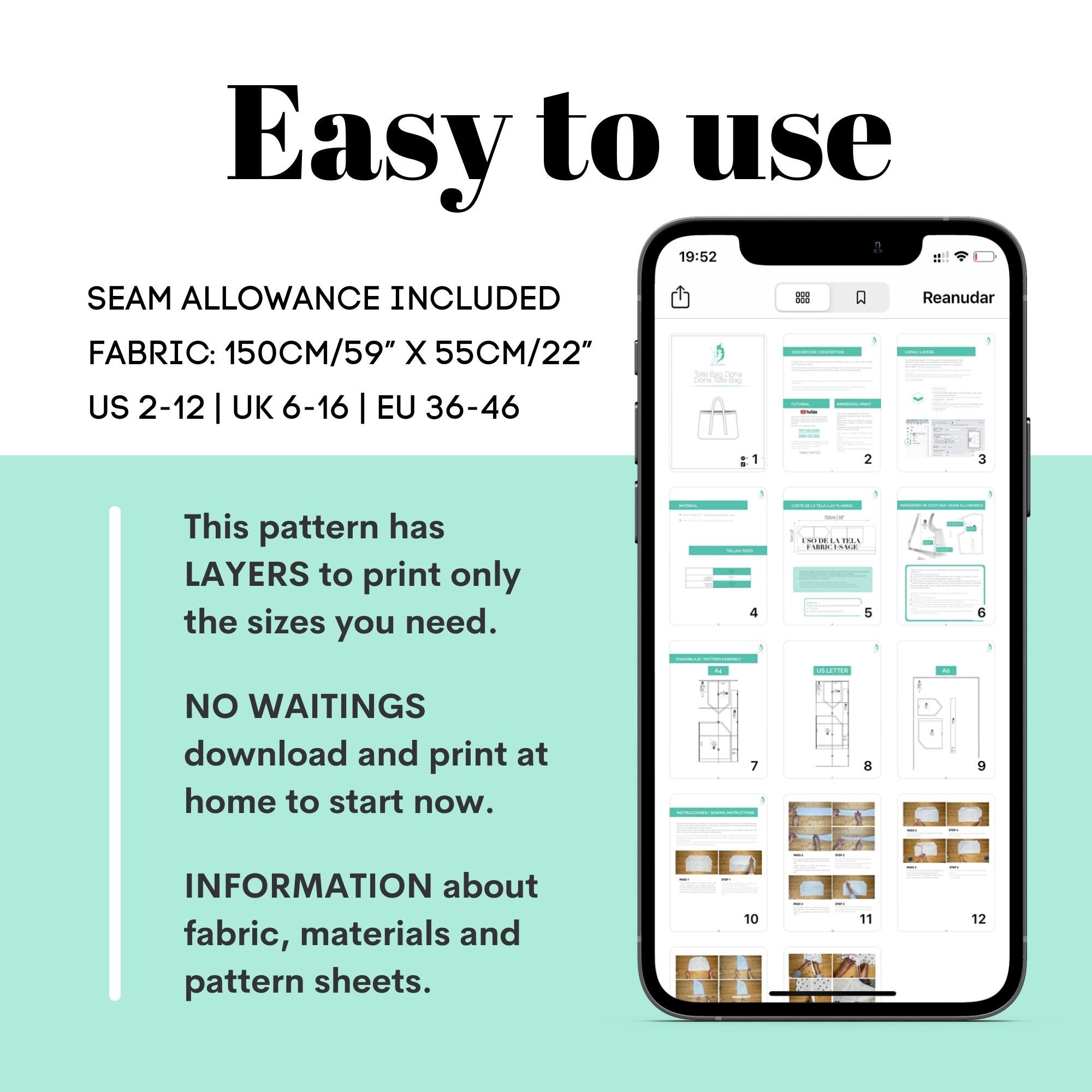 Large Tote Bag Sewing Pattern – Dona