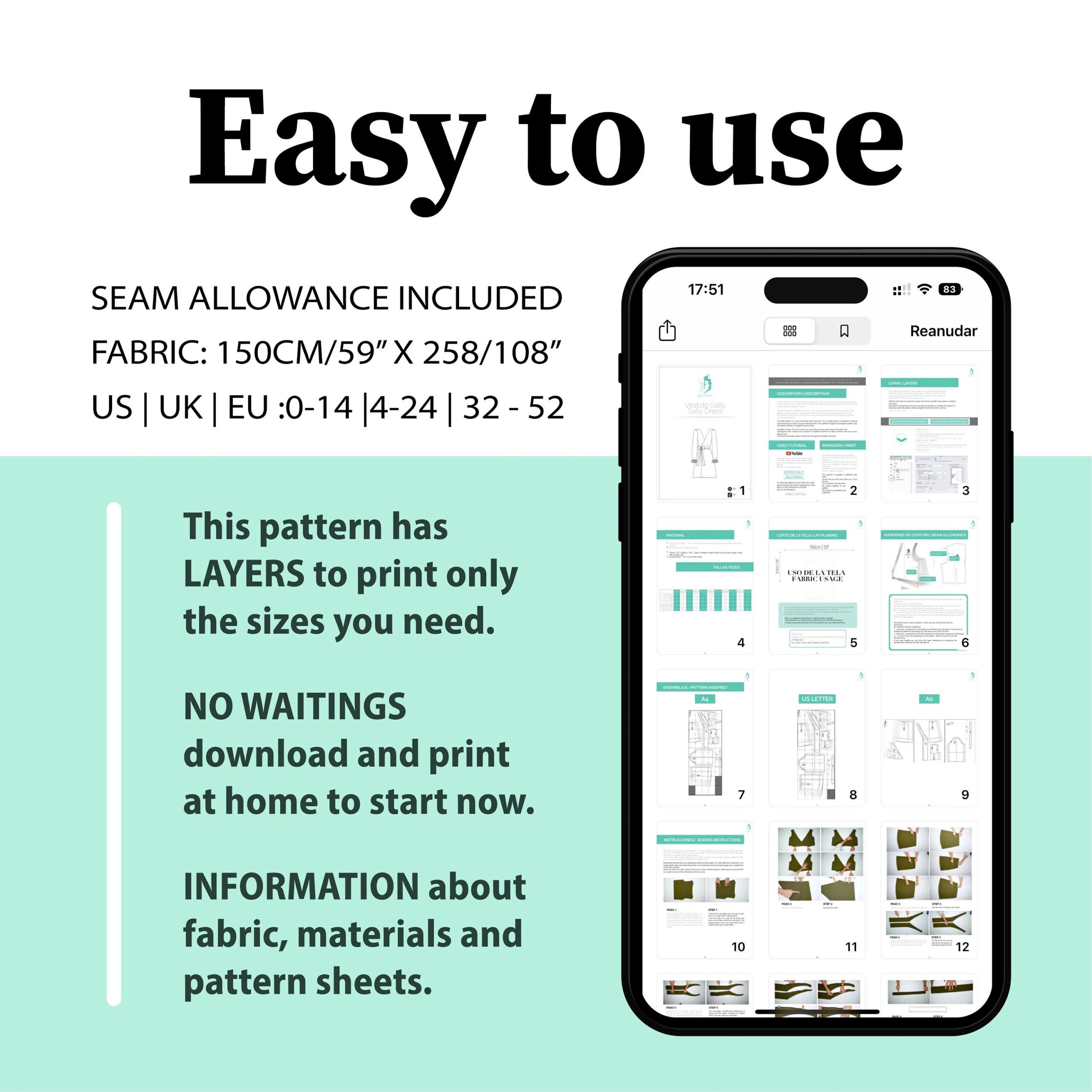 Long Sleeve Wrap Dress Sewing Pattern – Sally