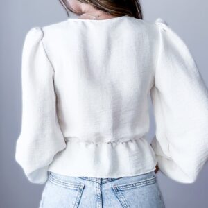 Peplum Blouse Sewing Pattern with Bishop Sleeves