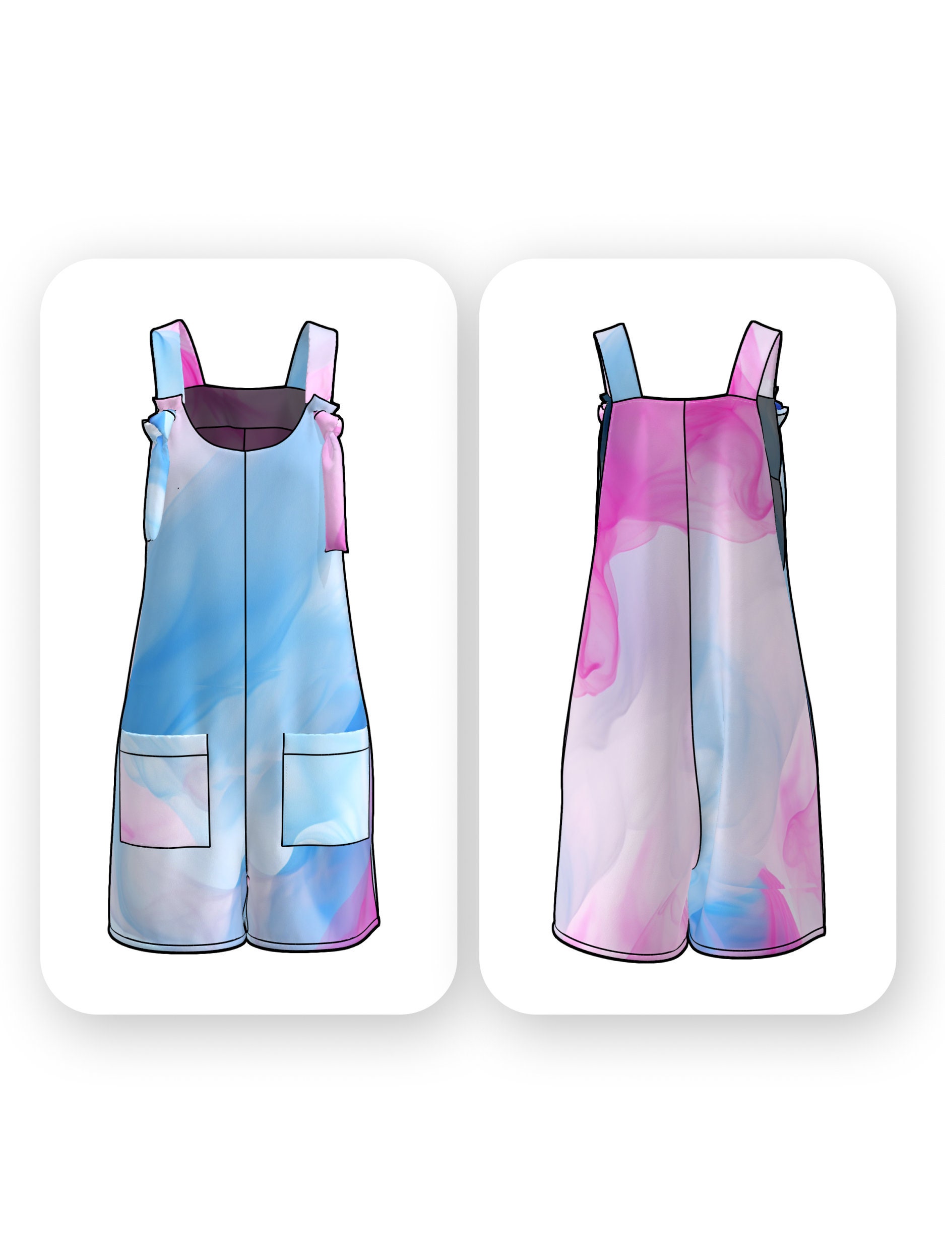 Short Overalls Sewing Pattern with Tie Straps – Vera