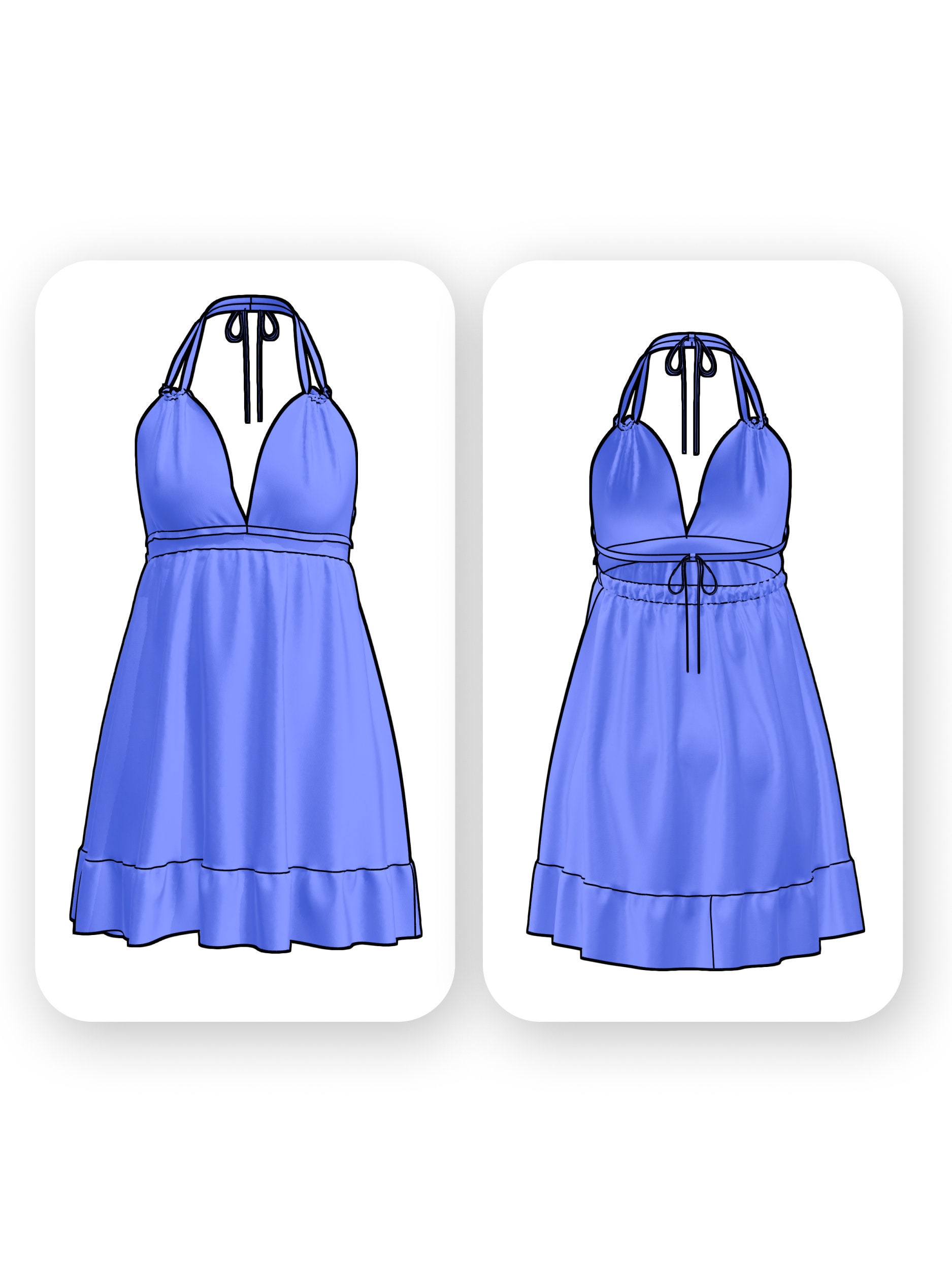 Strappy Mini Dress Sewing Pattern with Open Back – Allison