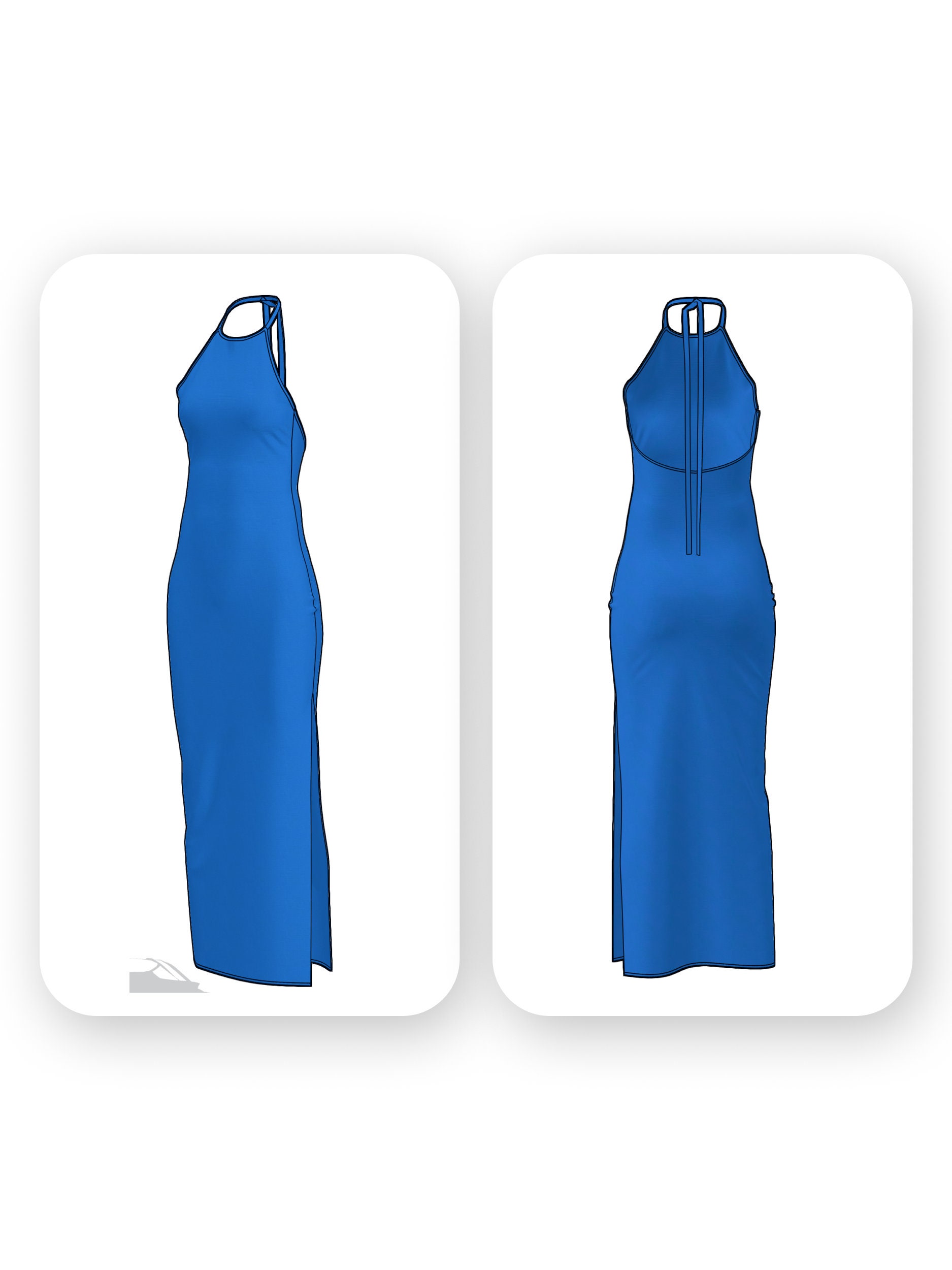 Backless Halter Maxi Dress Sewing Pattern – Tabitah