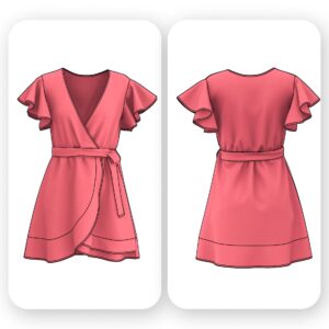 Wrap Mini Dress Sewing Pattern with Flutter Sleeves – Lina
