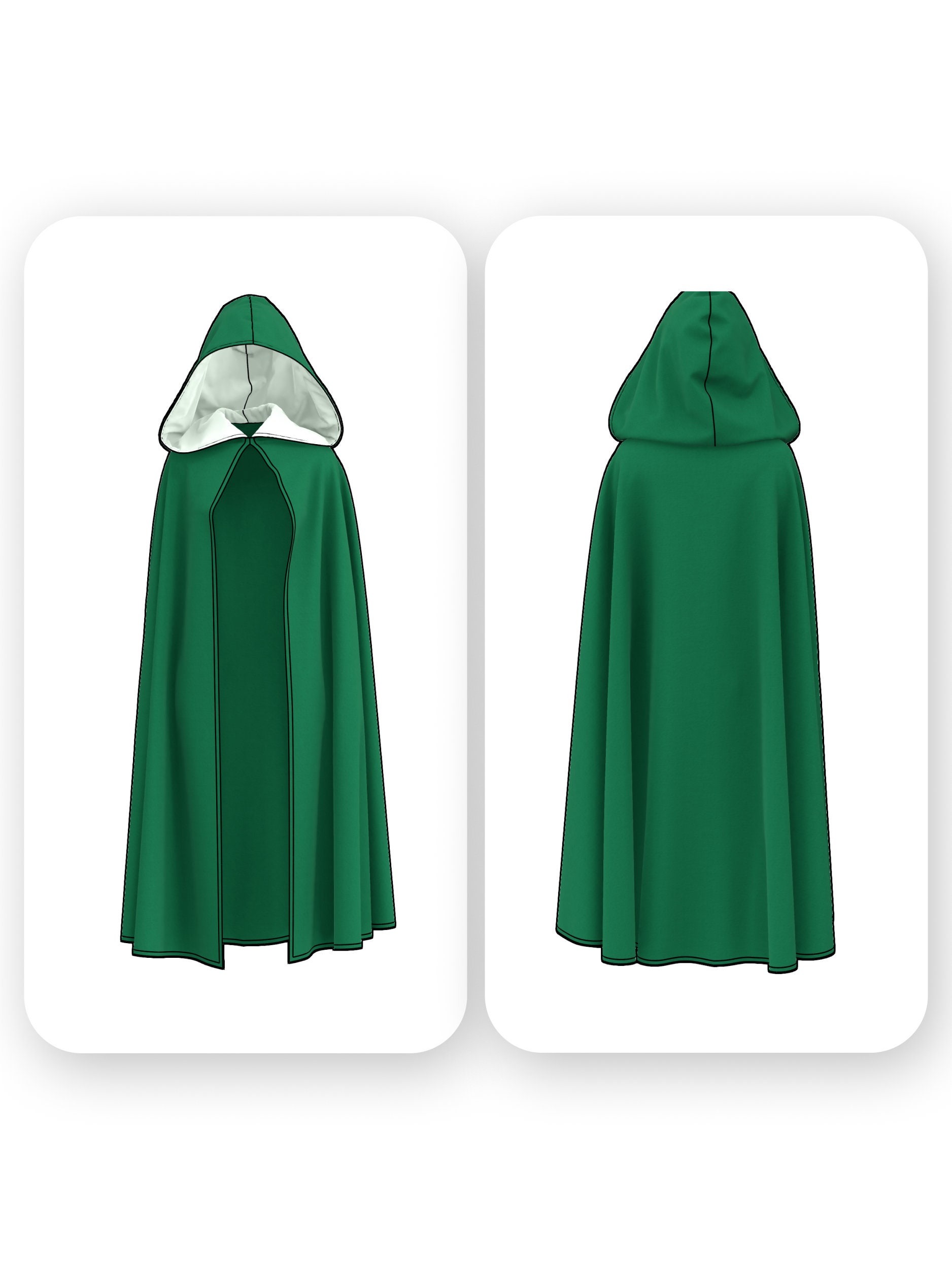 Medieval Hooded Cloak Sewing Pattern