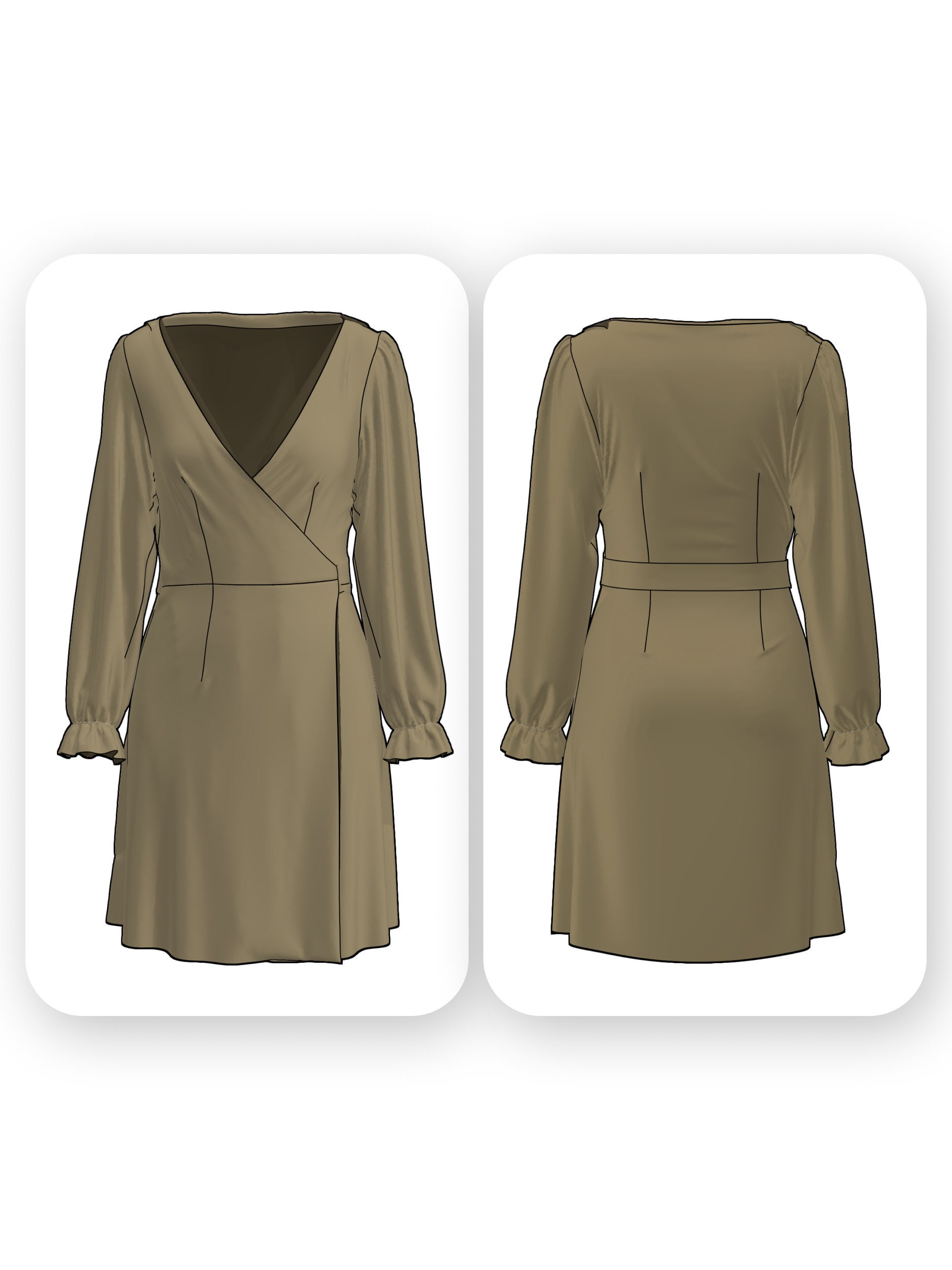 Long Sleeve Wrap Dress Sewing Pattern – Sally