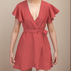 Wrap Mini Dress Sewing Pattern with Flutter Sleeves – Lina