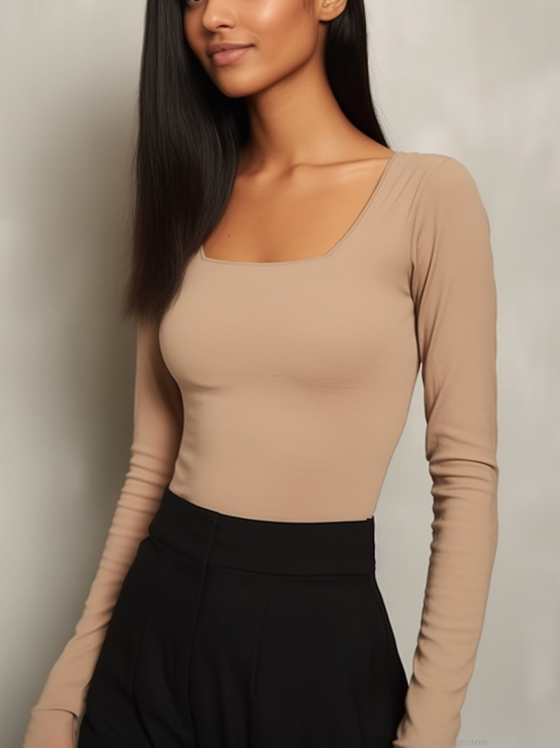 Square Neck Crop Top Sewing Pattern with Long Sleeves