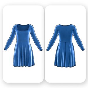Mini Skater Dress Sewing Pattern Square Neck – Lua