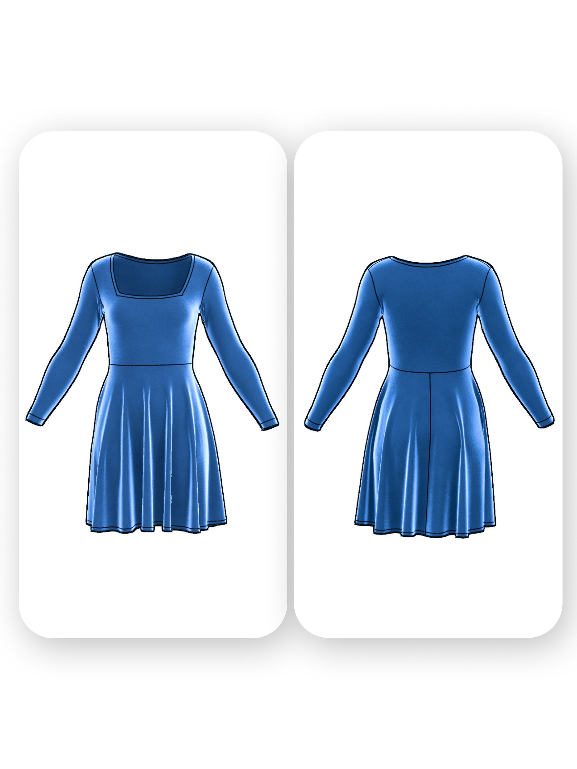 Mini Skater Dress Sewing Pattern Square Neck – Lua