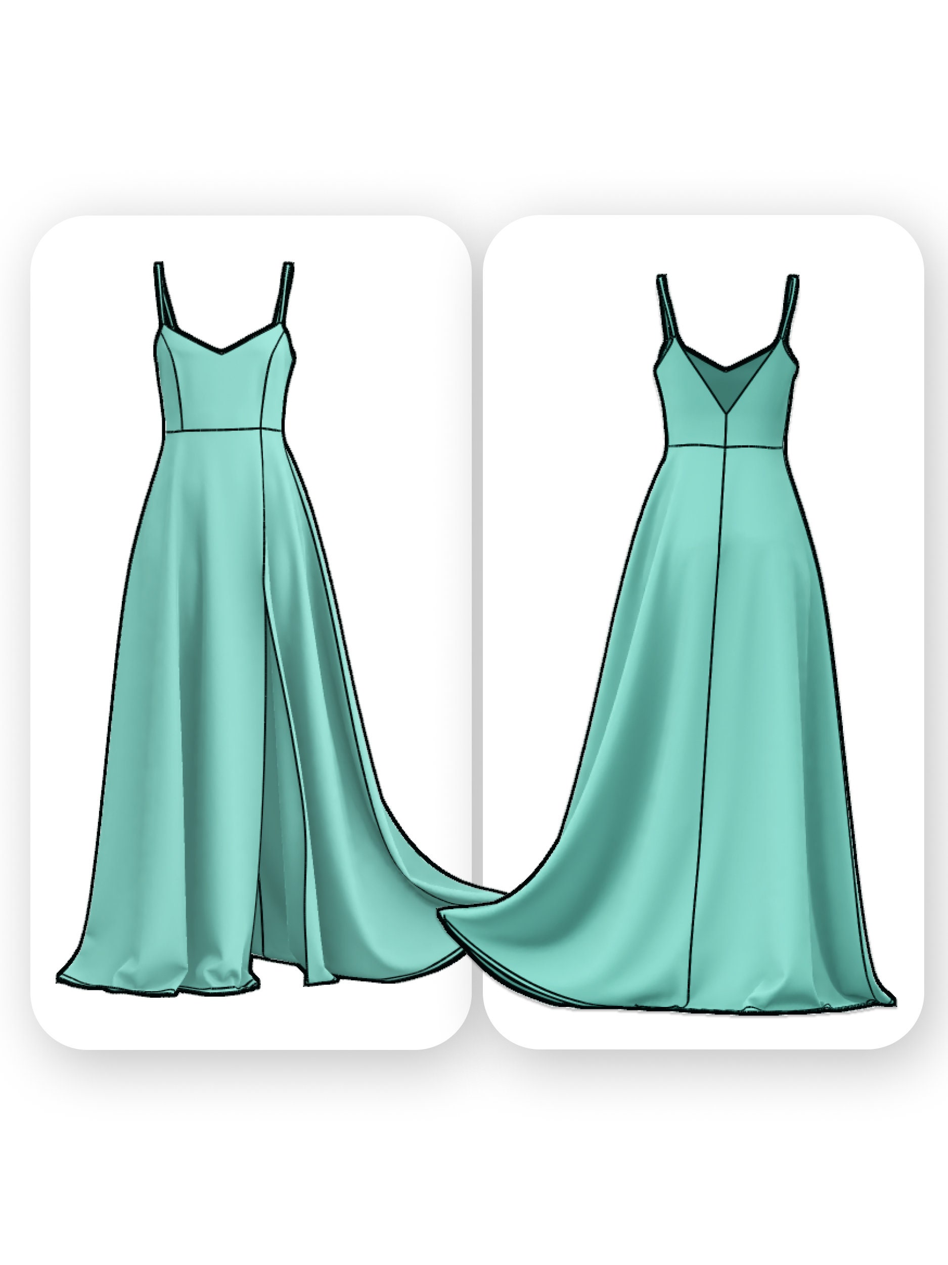 Satin Maxi Slit Dress Sewing Pattern – Winnie