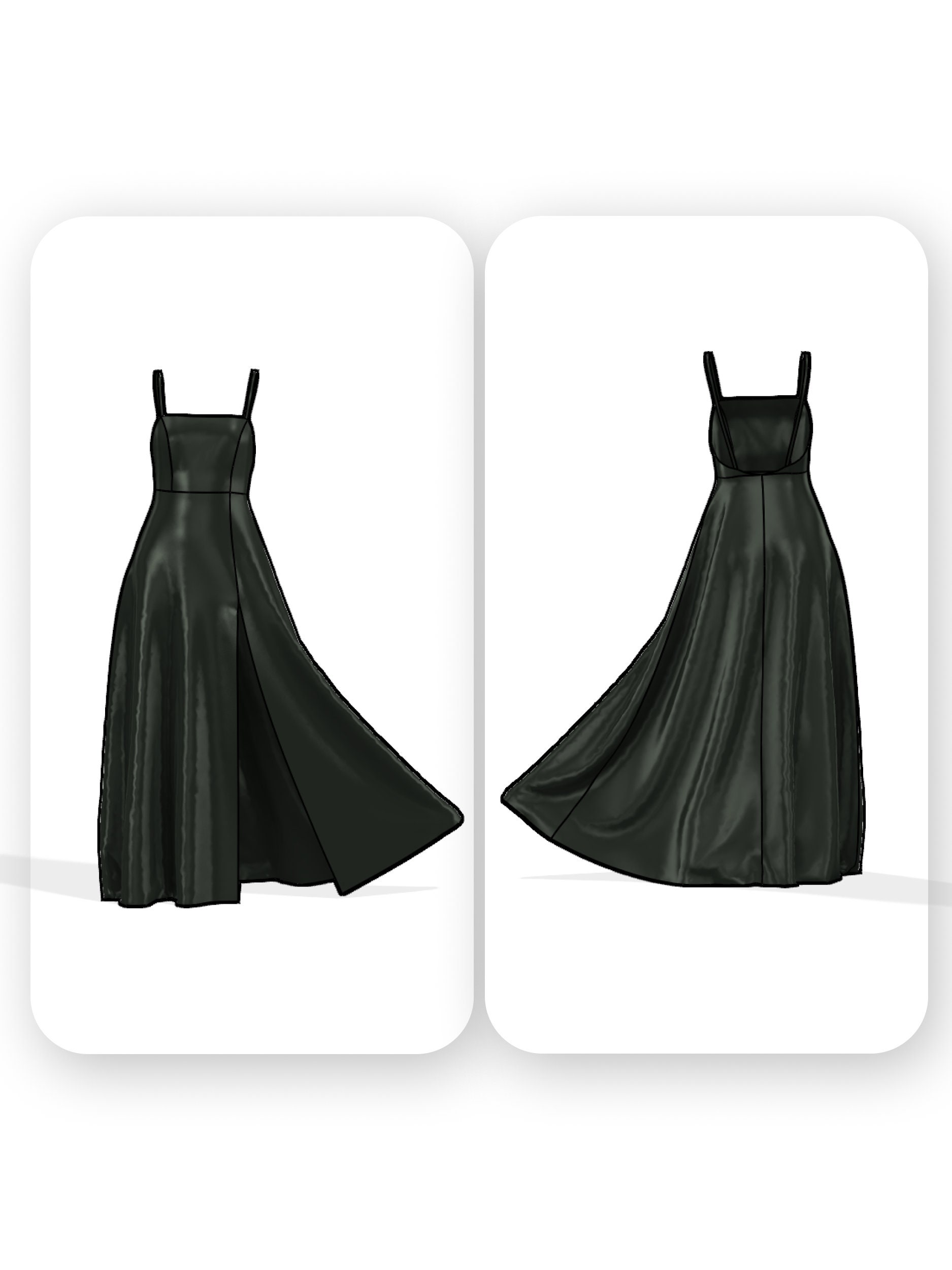 Maxi Satin High Slit Dress Sewing Pattern – MIA