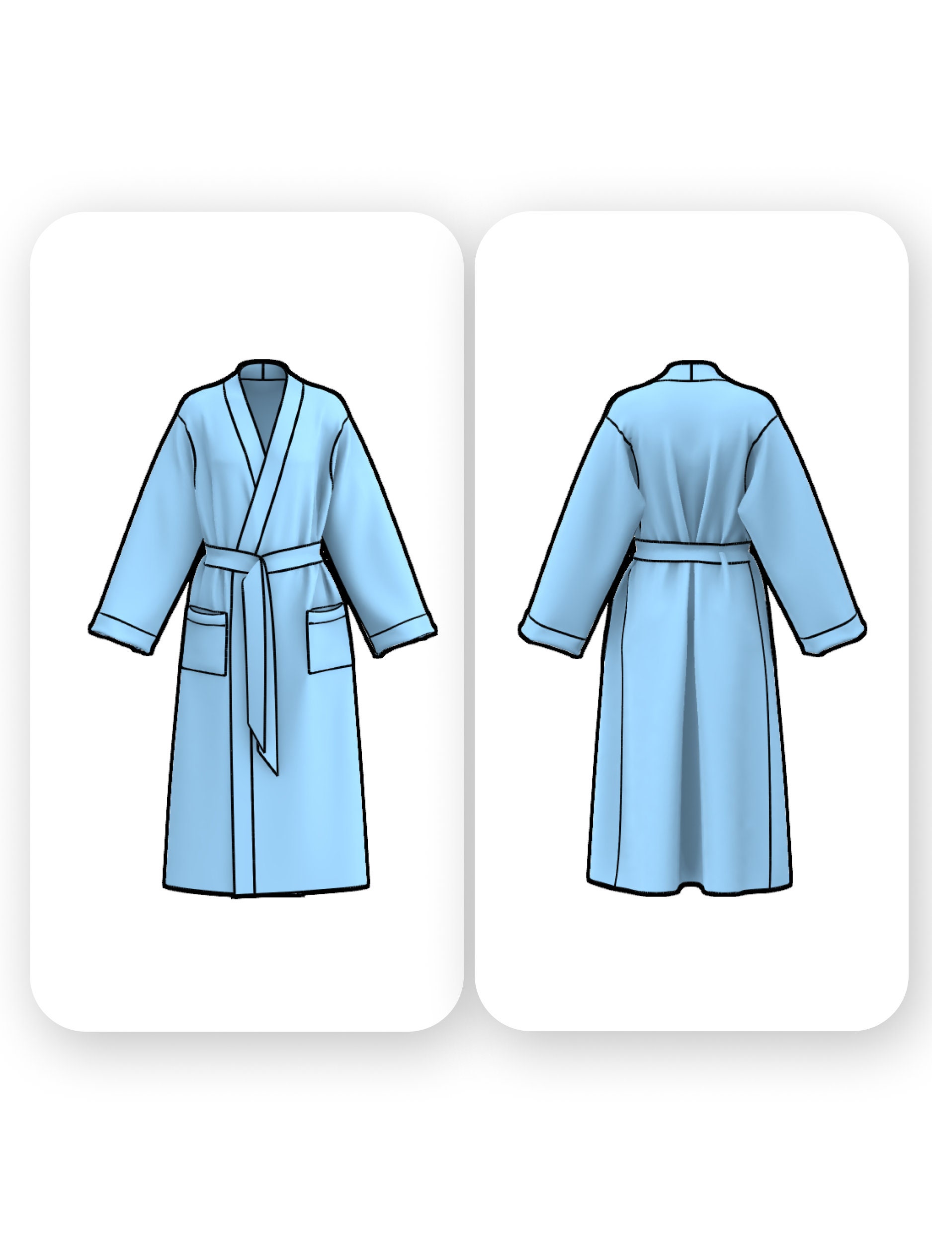 BUNDLE Robe Sewing Pattern – Wedding Robe Pattern -Bridesmaid Silk Robe and BathRobe Sewing Tutorial – House Coat PDF Pattern for Women