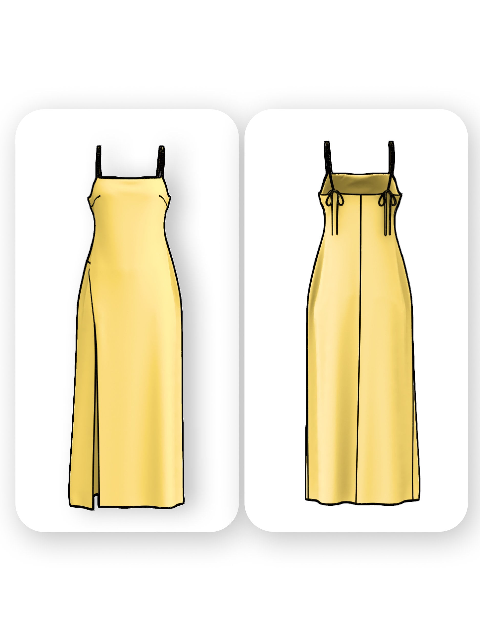 Maxi Slip Dress Sewing Pattern with Slit – Indi