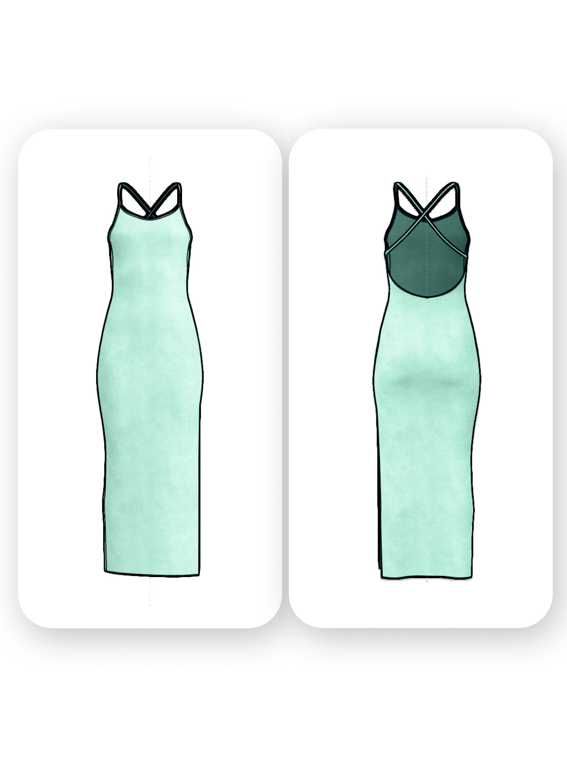 Midi Slip Dress Sewing Pattern with Slit – Violet