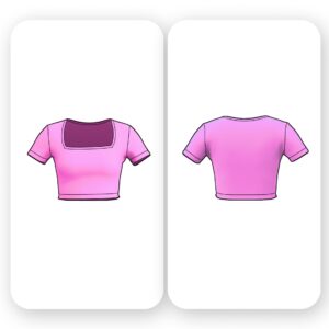 Square Neck Crop Top Sewing Pattern with Short Sleeves