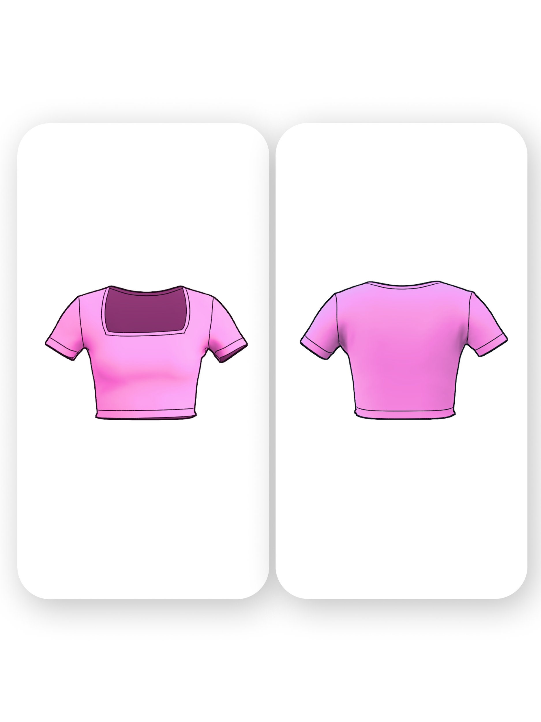 Square Neck Crop Top Sewing Pattern with Short Sleeves