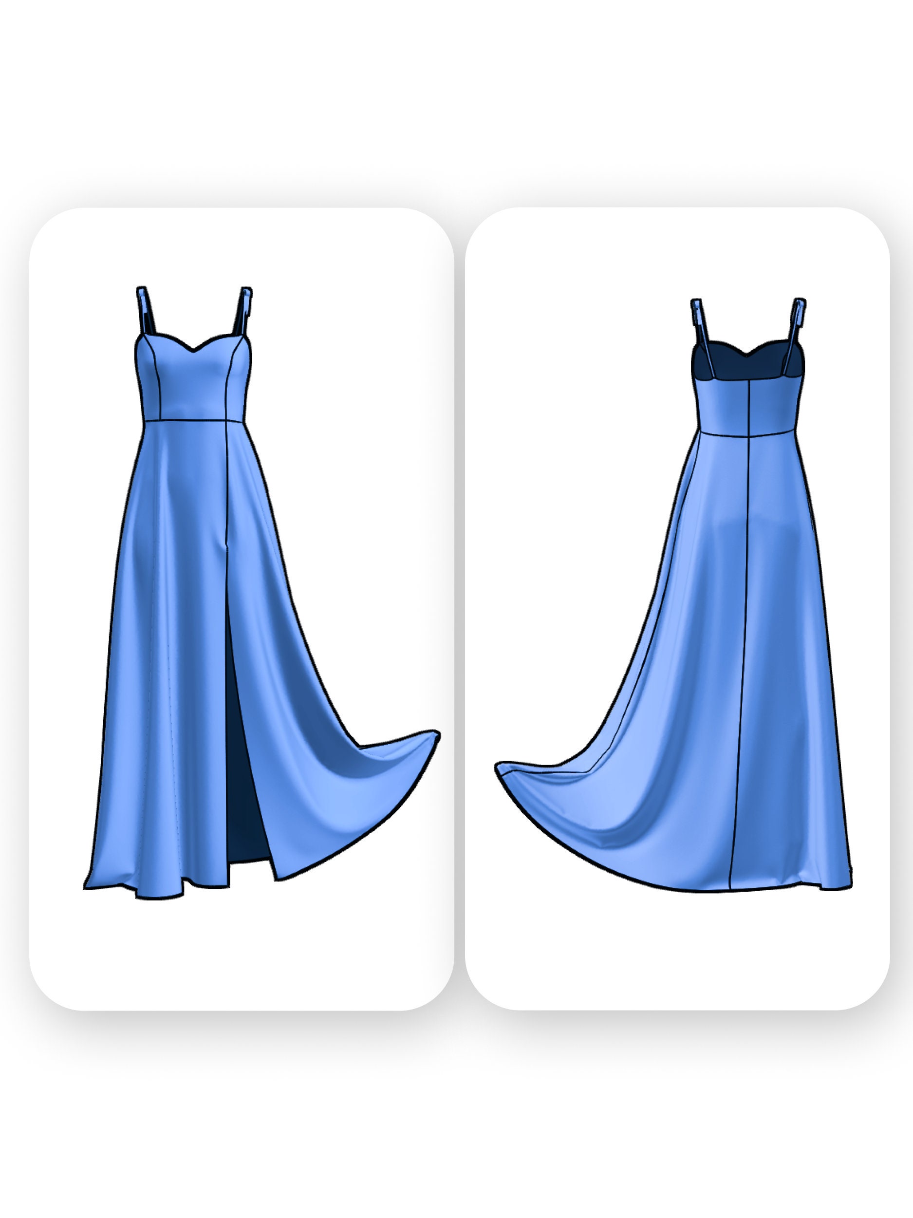 Elegant Maxi Slit Gown Sewing Pattern – Danika