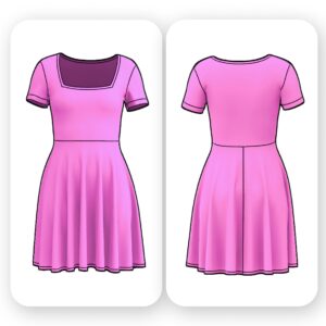 Square Neck Fit and Flare Dress Sewing Pattern – Hunt