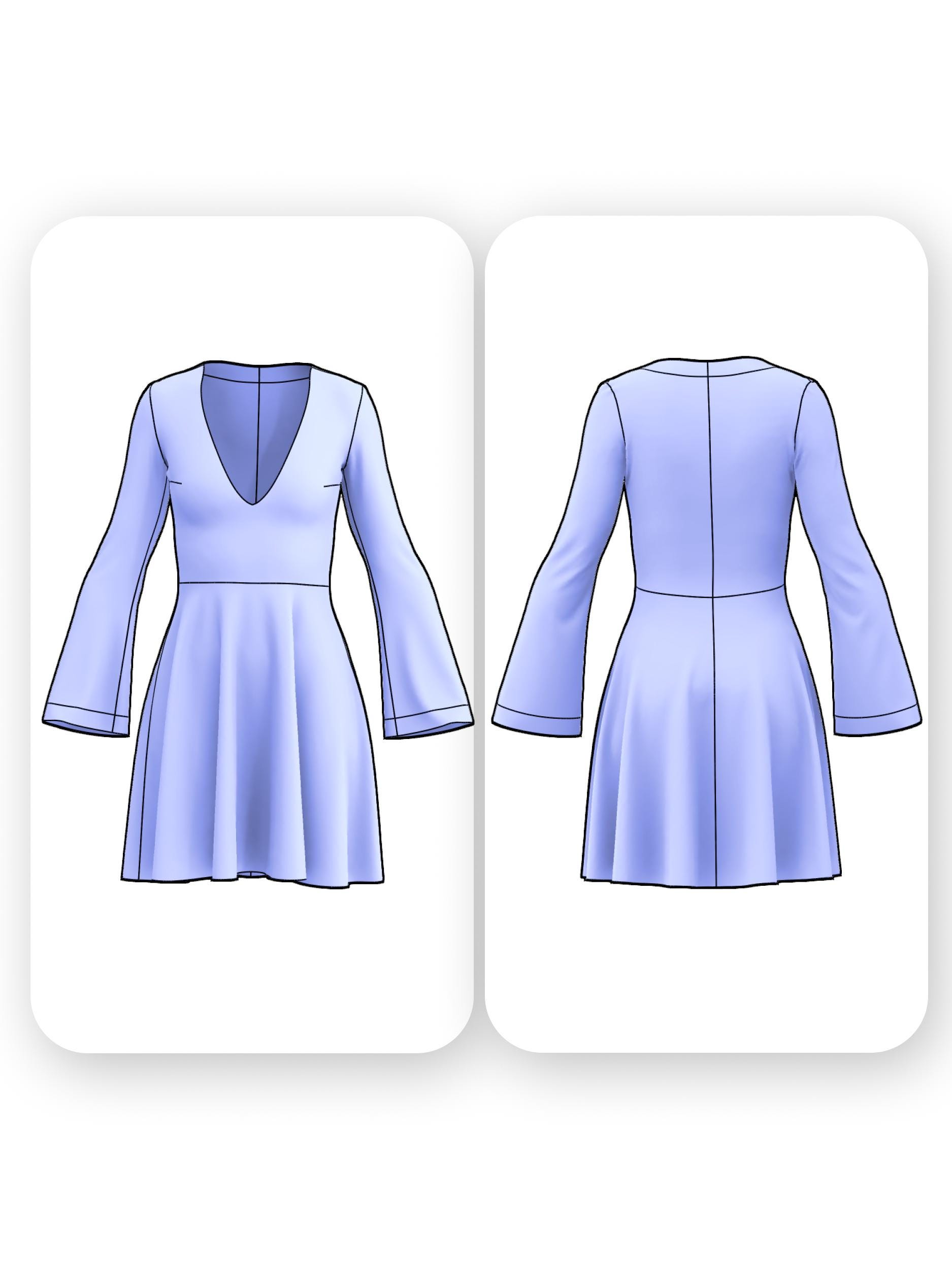 V Neck Fit and Flare Dress Sewing Pattern – Ross