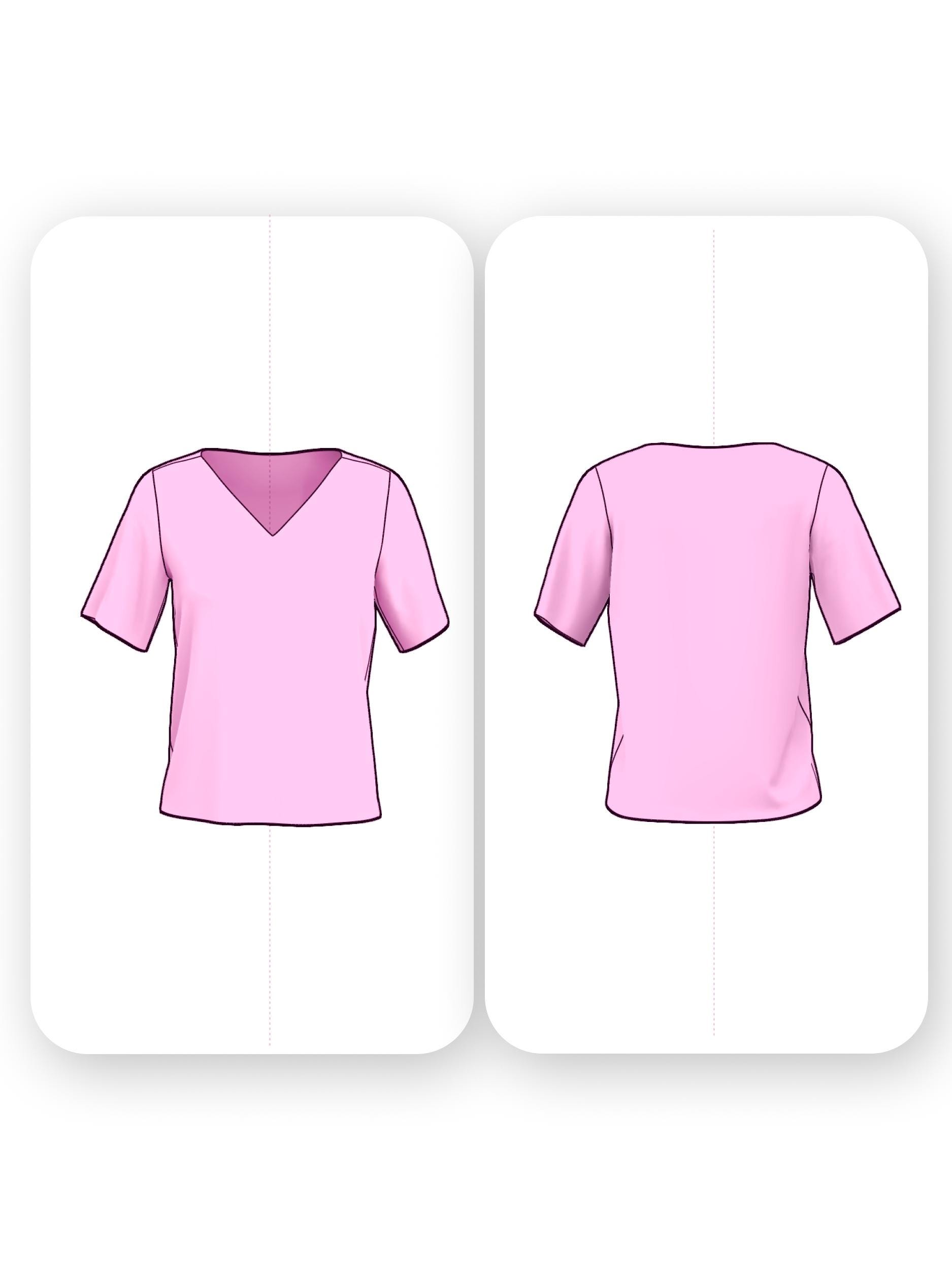 V Neck T Shirt Sewing Pattern with Short Sleeves – Candice