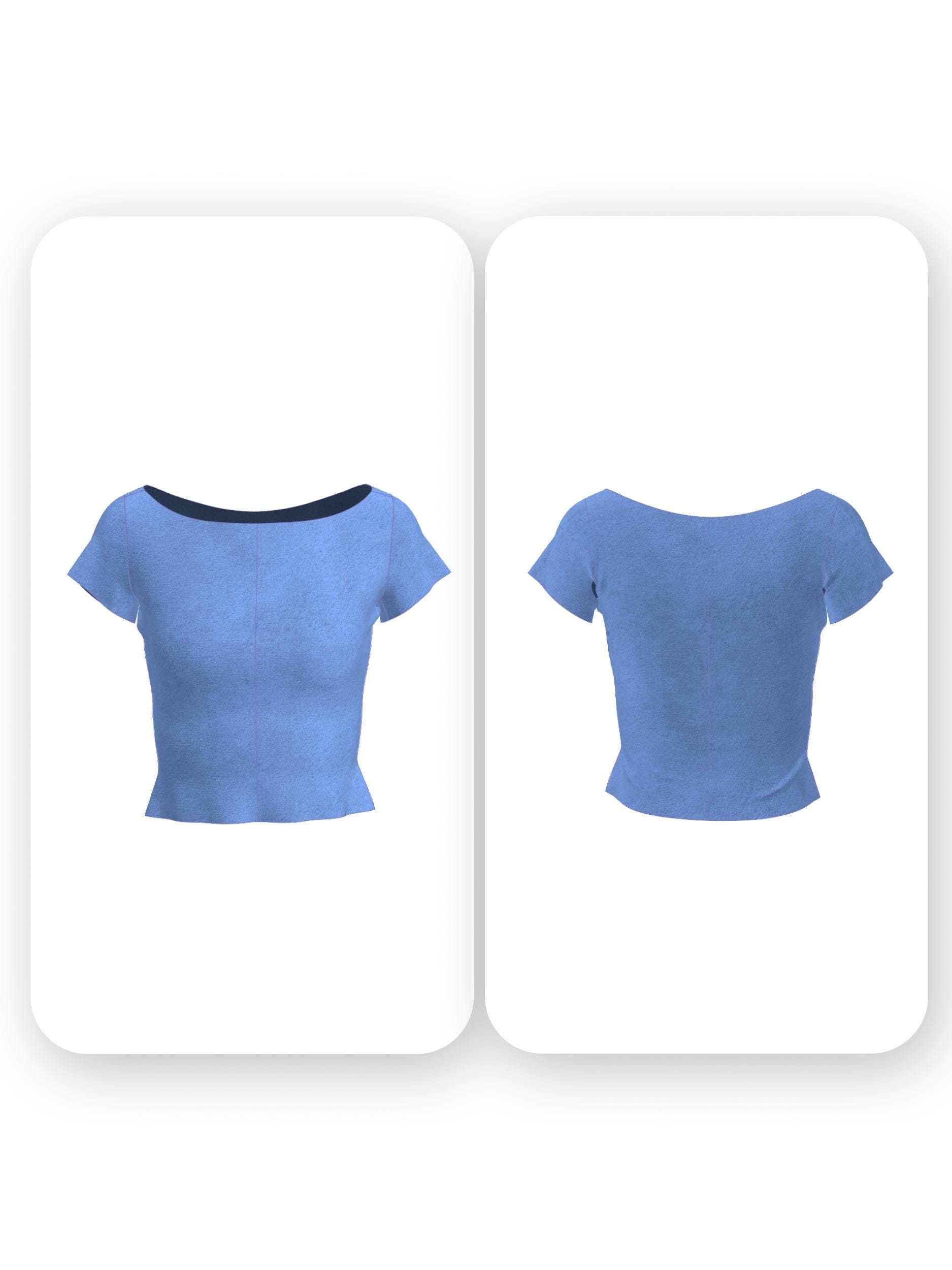 Fitted Boat Neck Top Sewing Pattern with Short Sleeves