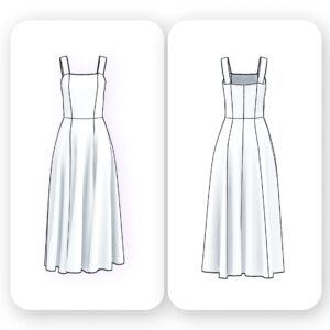 A Line Midi Dress Sewing Pattern Square Neck – Ridoc