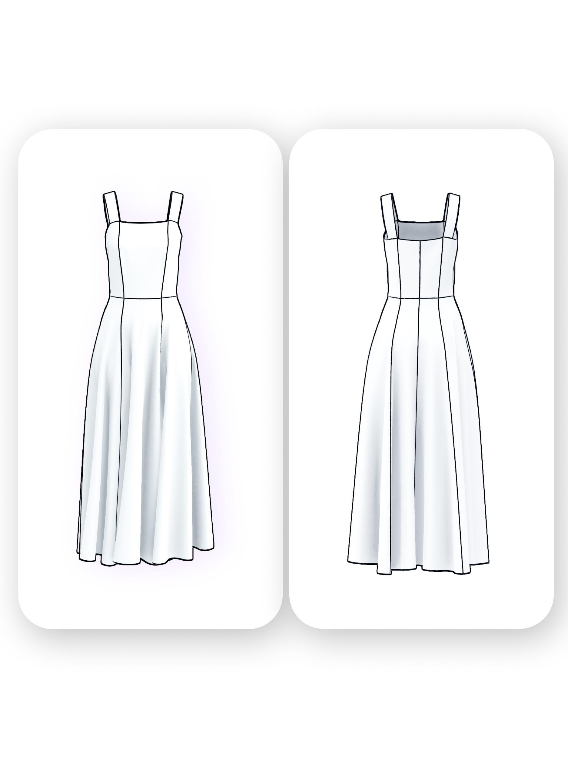 A Line Midi Dress Sewing Pattern Square Neck – Ridoc