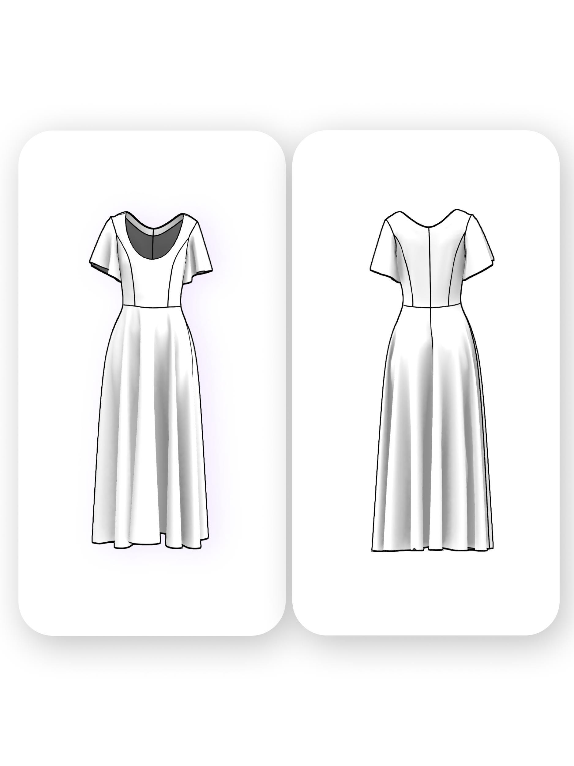 A Line Maxi Flutter Sleeve Dress Sewing Pattern – Julian