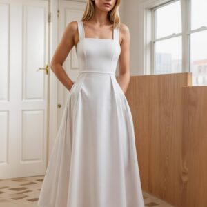 A Line Midi Dress Sewing Pattern Square Neck – Ridoc