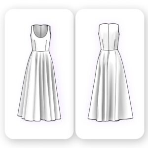 A-Line Maxi Dress Sewing Pattern with Round Neck – Adeline