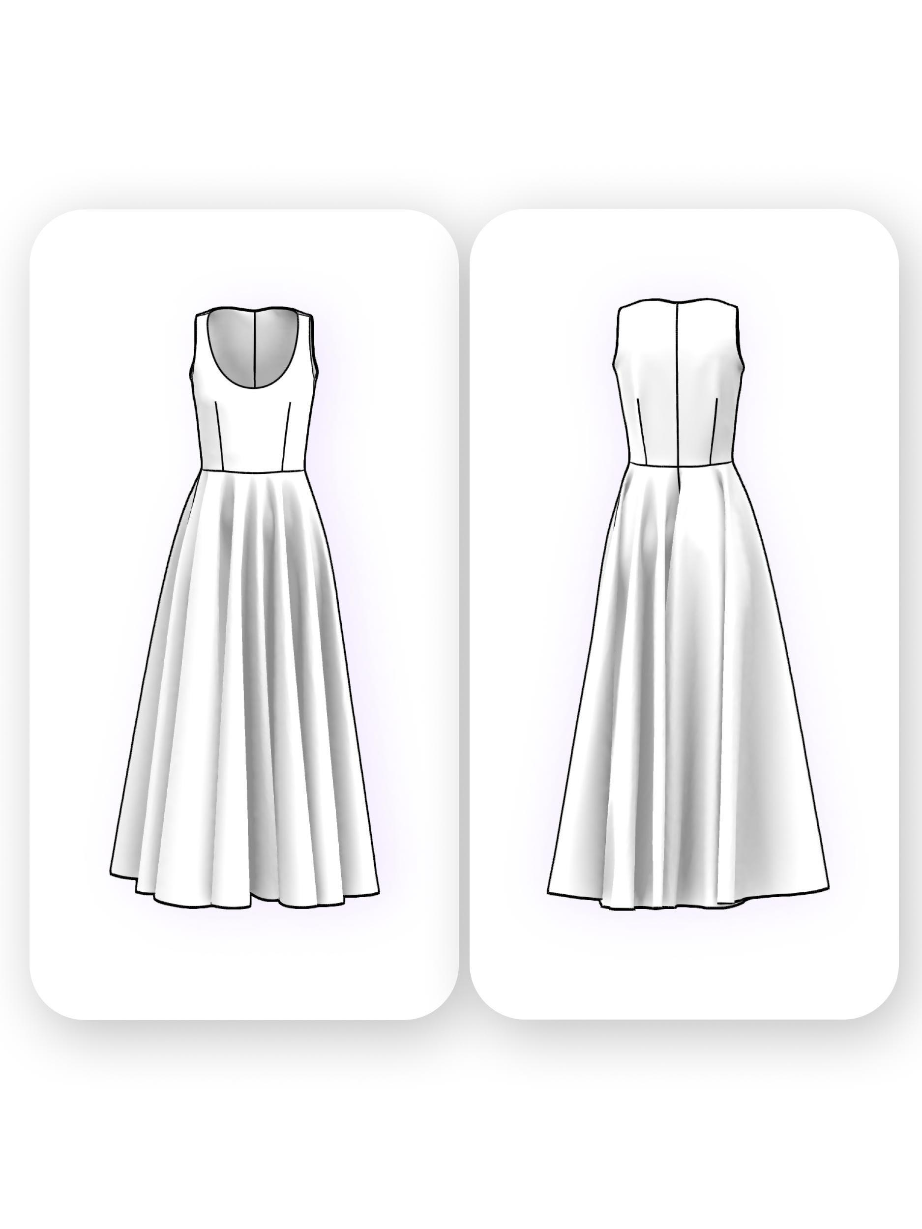 A-Line Maxi Dress Sewing Pattern with Round Neck – Adeline