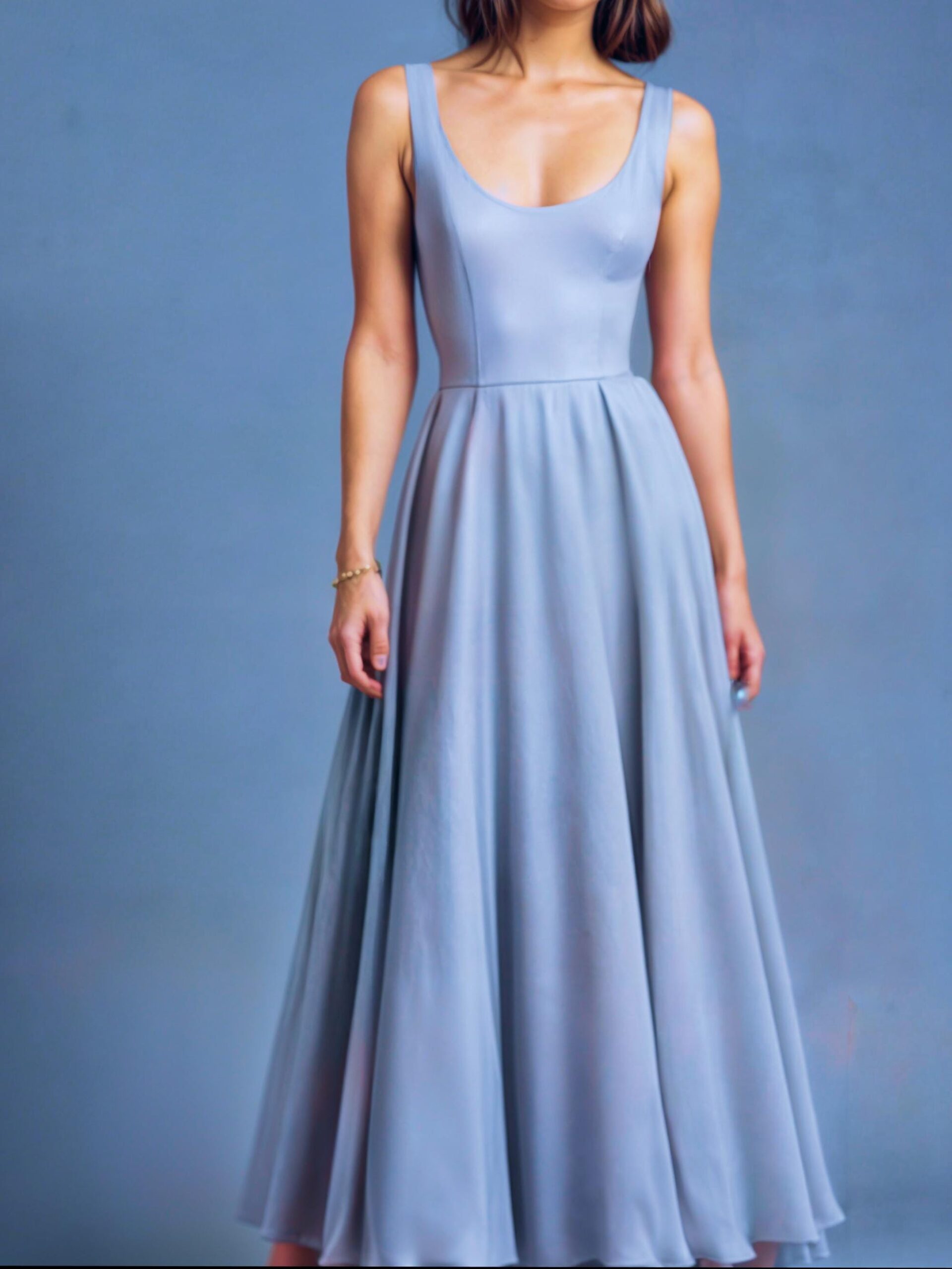 A-Line Maxi Dress Sewing Pattern with Round Neck – Adeline