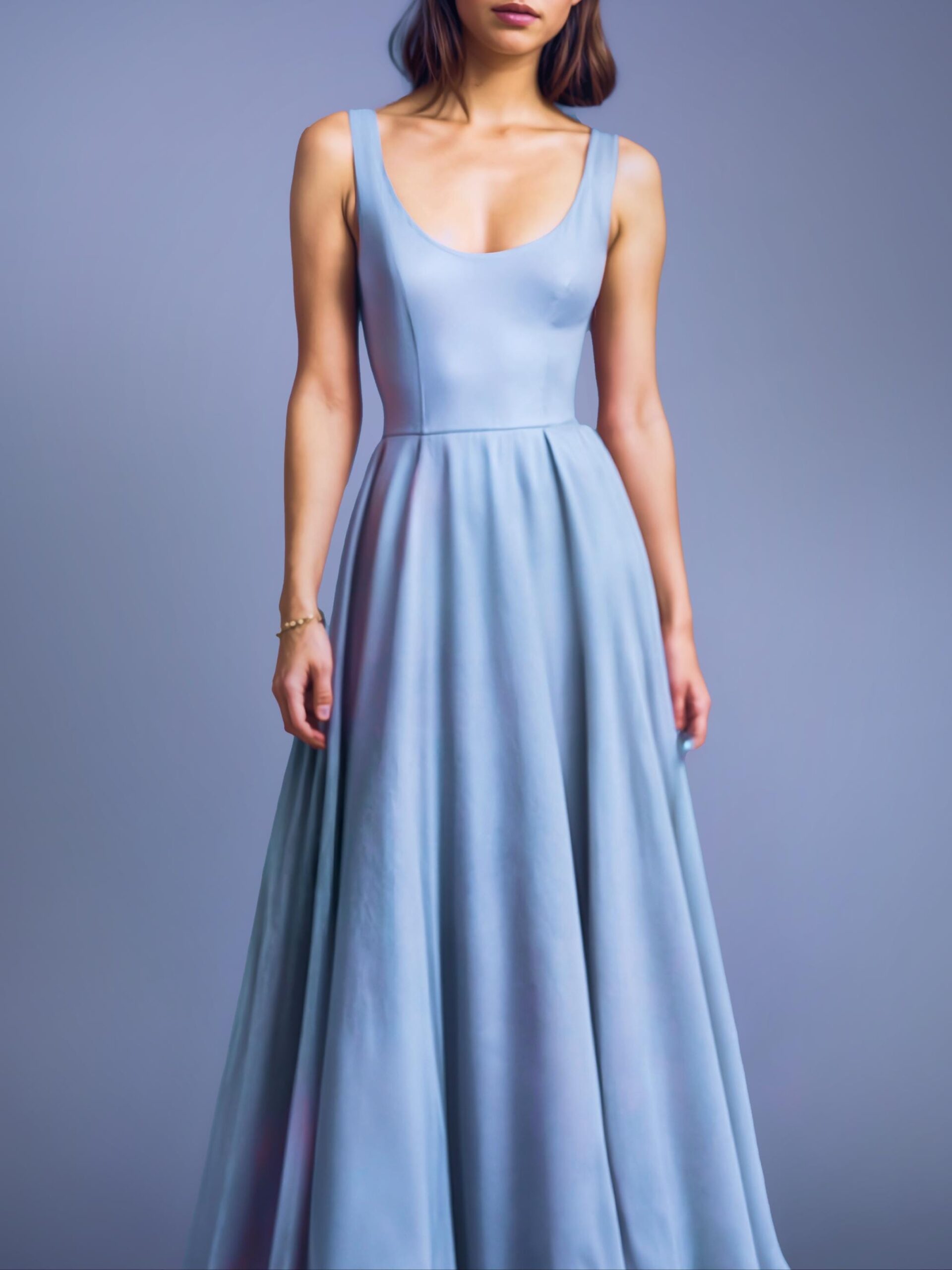 A-Line Maxi Dress Sewing Pattern with Round Neck – Adeline
