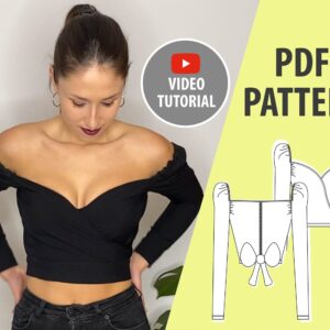 Off Shoulder Crop Top Sewing Pattern with Long Sleeves – Lian