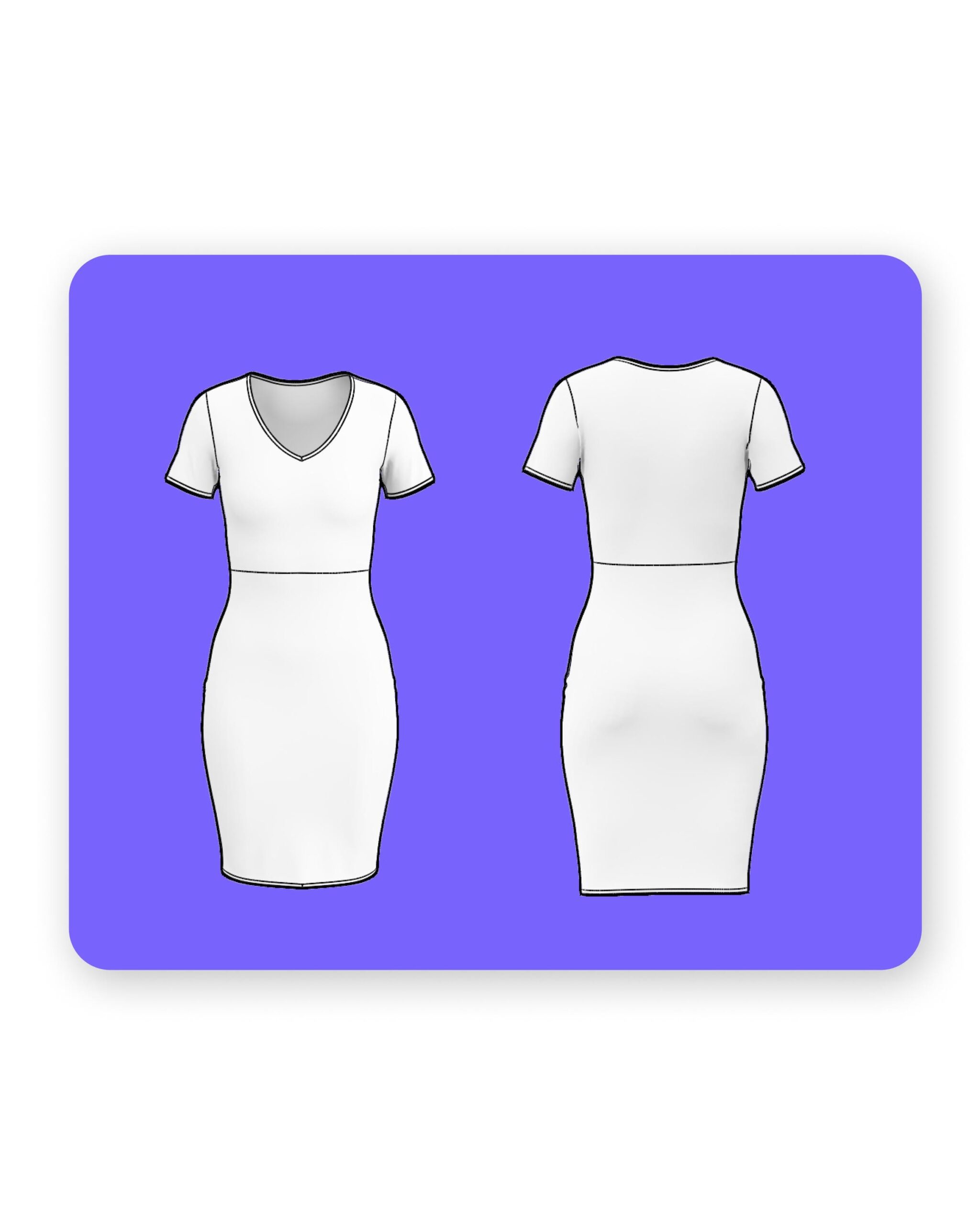Midi Bodycon Dress Sewing Pattern V Neck – Lidia