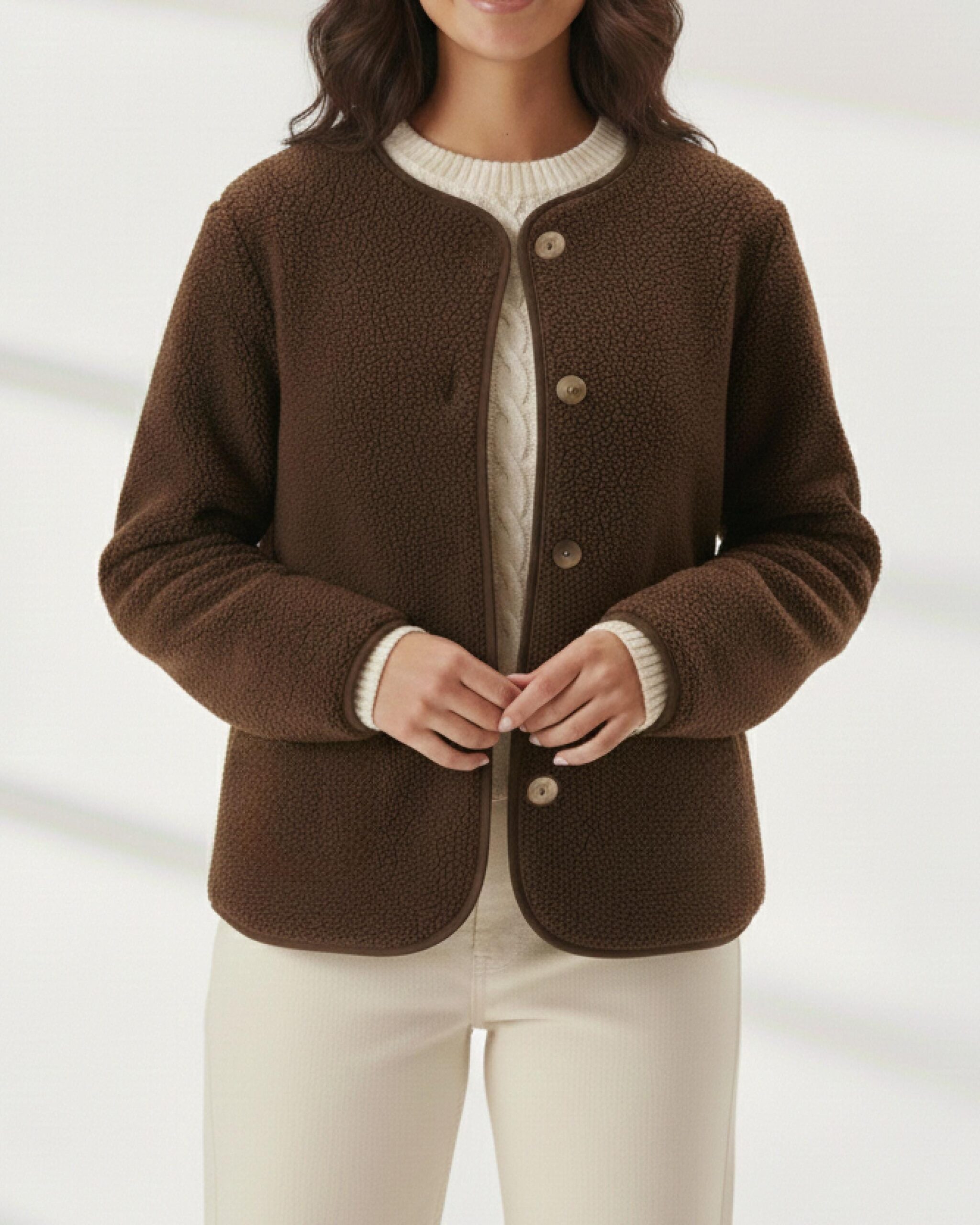 Collarless Button Jacket Sewing Pattern – Carol
