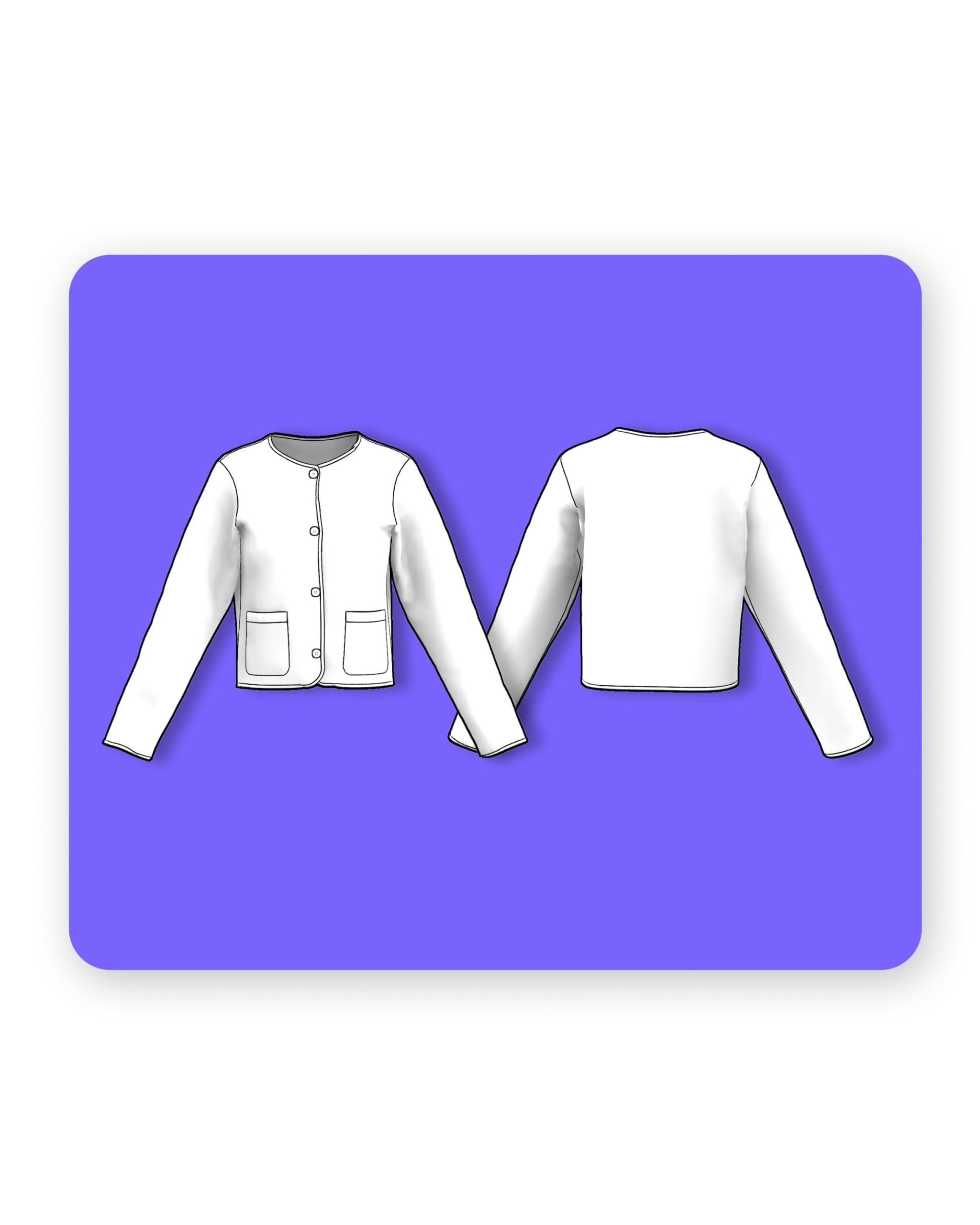 Collarless Cropped Jacket Sewing Pattern – Aeris