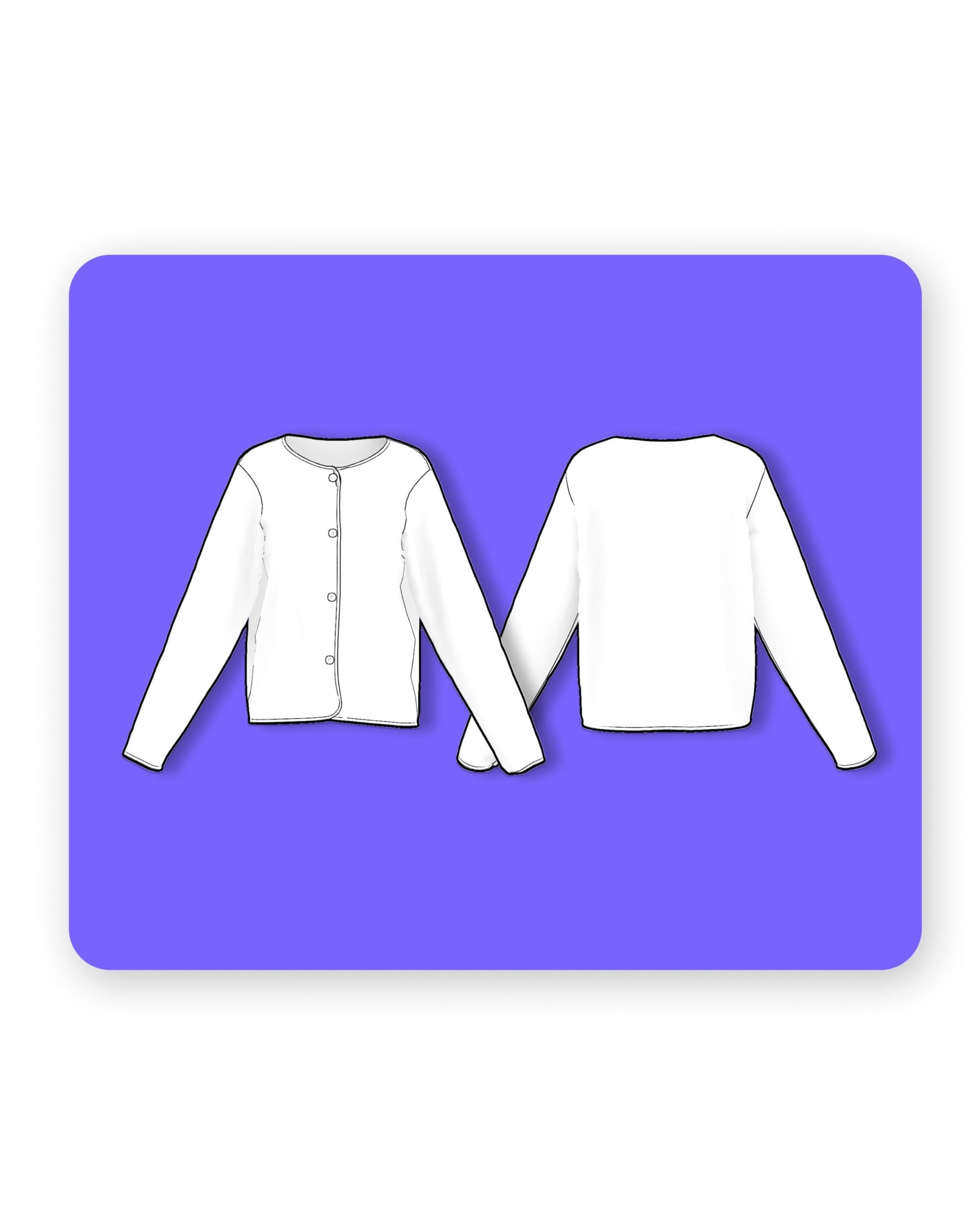 Collarless Button Jacket Sewing Pattern – Carol