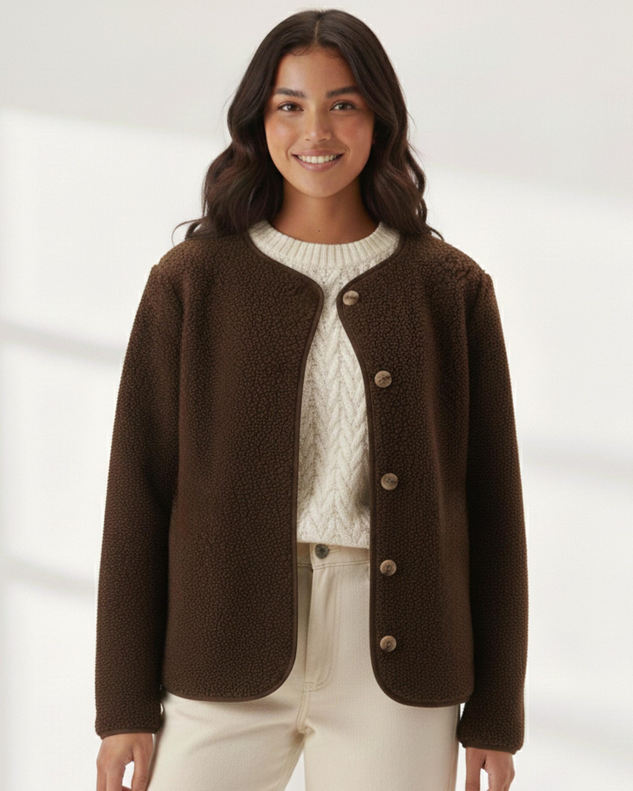 Collarless Button Jacket Sewing Pattern – Carol